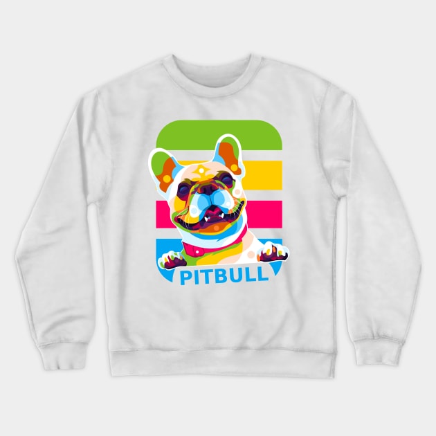 Little Pitbull Colorful Pop Art Crewneck Sweatshirt by wpaprint